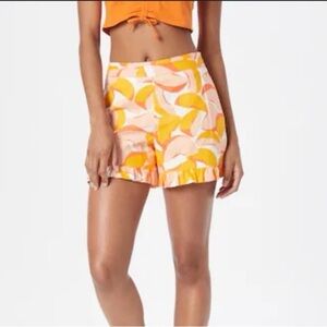 Kate Spade Peaches Ruffled Mainline Shorts Linen Blend Size 6